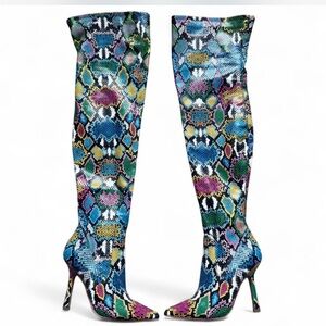 Steve Madden Multicolor Snakeskin Over the Knee Boots